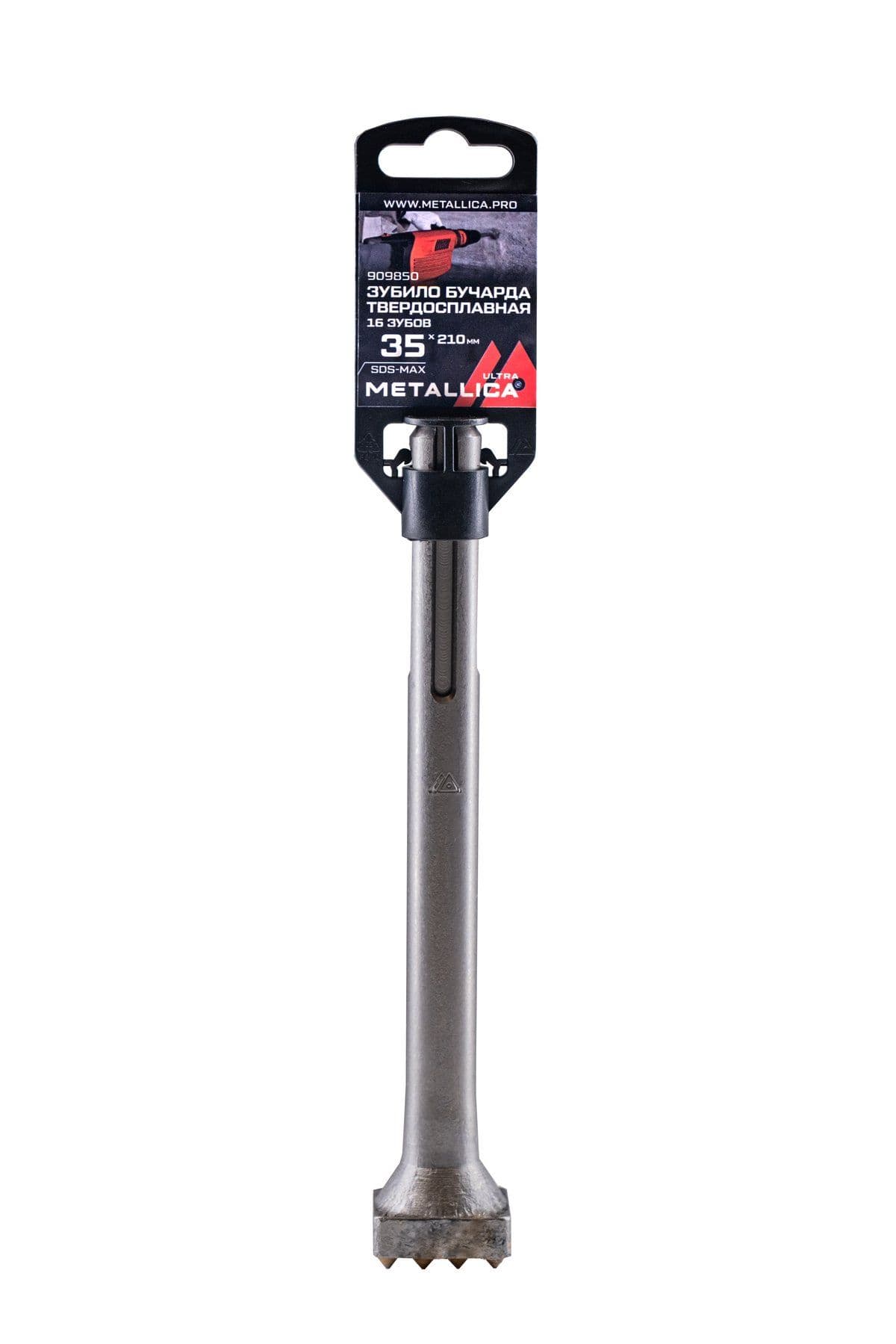 Зубило-бучарда твердосплавная SDS-max METALLICA Ultra 35х210/70 мм, 16 зубов, по бетону - изображение 1