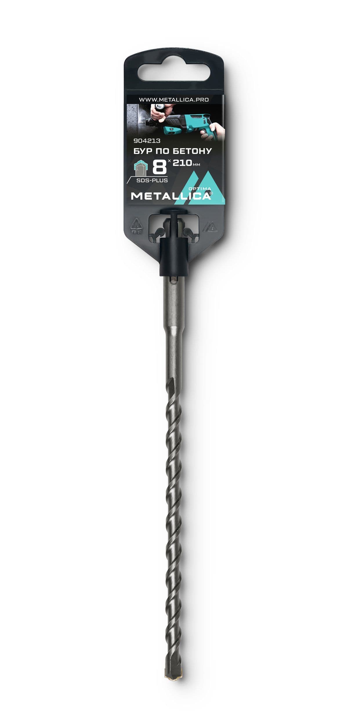 Бур по бетону SDS-plus METALLICA Optima   8х210/150 мм, напайка с центром, 2 спирали - изображение 1