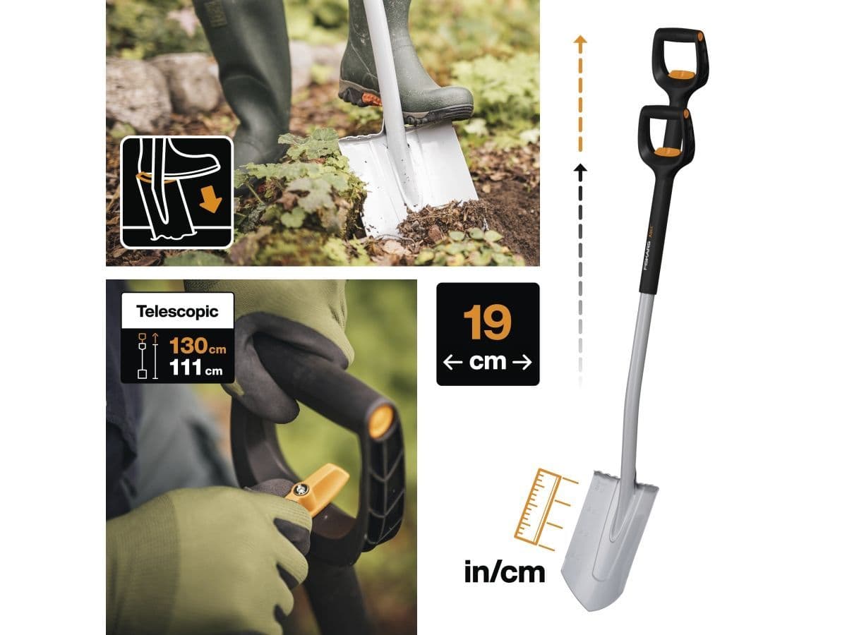 Лопата штыковая телескопическая закругленная Xact FISKARS - изображение 7